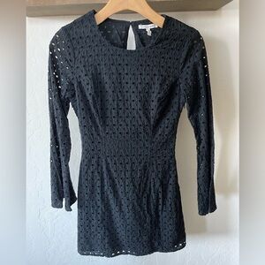 Anthro/ Avec Les Filles| Black Eyelet Dress with Bell Sleeves, Size XS•••